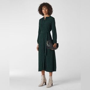 Whistles Sprinkle Print Midi Shirt Dress, Size 6, Deep Green
